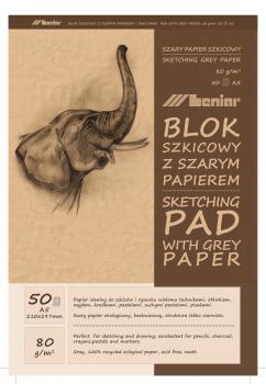90852 Leniar Skizzenblock ELEFANT mit graubraunem Papier 80 g