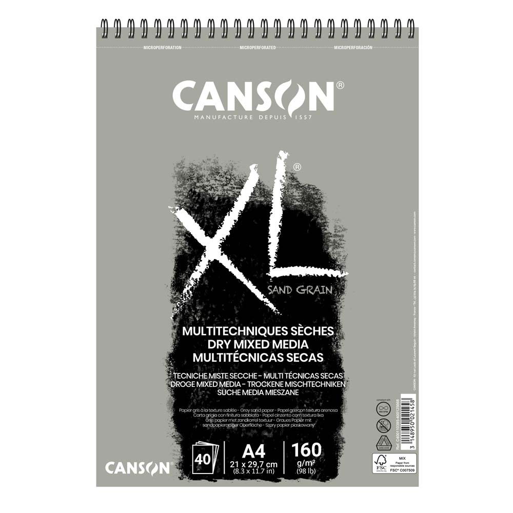canson-xl-sand-grain-grey-a4 Canson XL Dry Mixed Media Block 160g